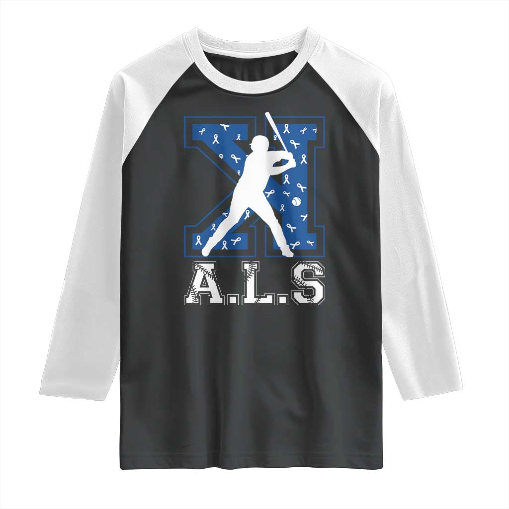 ALS Awareness Raglan Shirt Baseball Strike Out ALS Support
