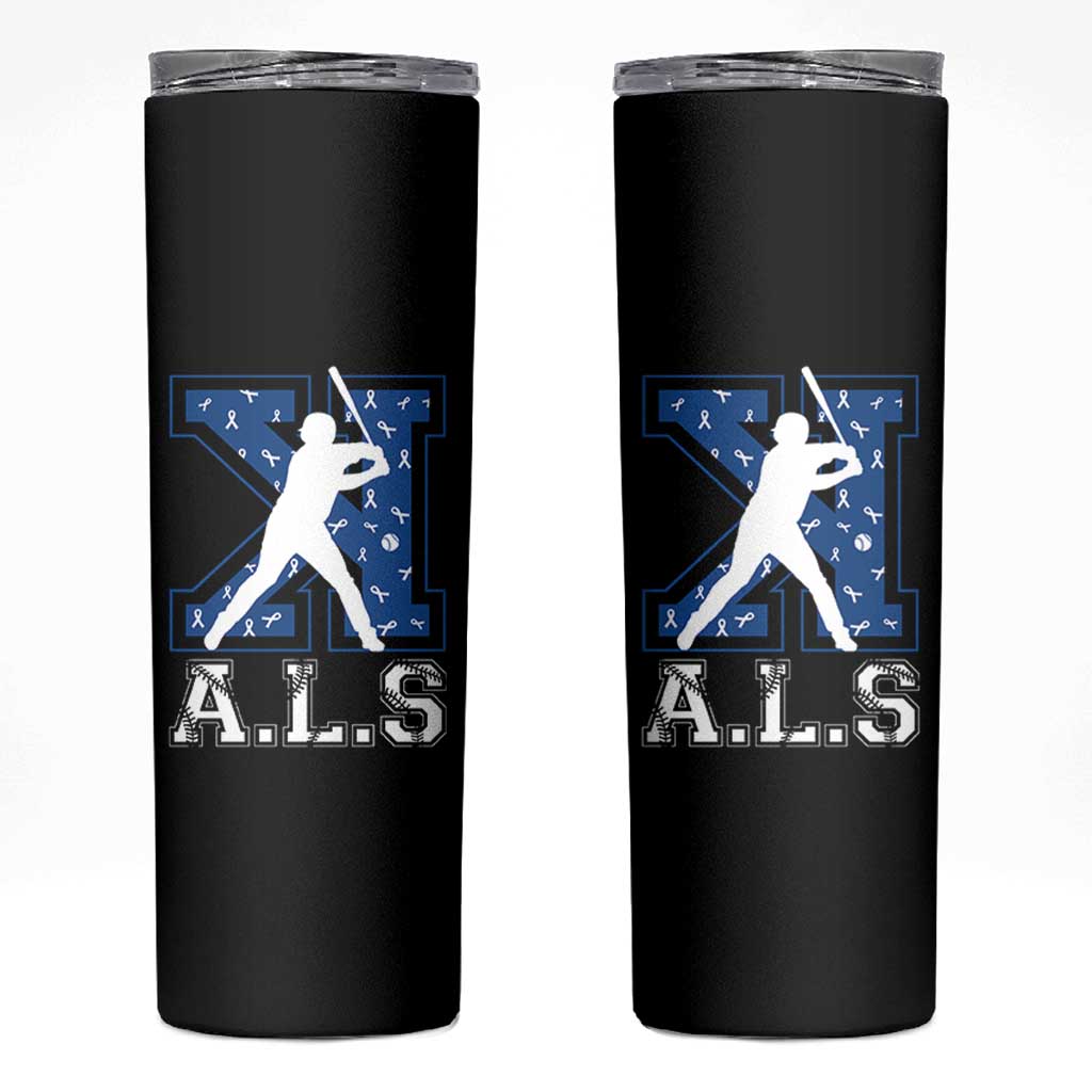 ALS Awareness Skinny Tumbler Baseball Strike Out ALS Support