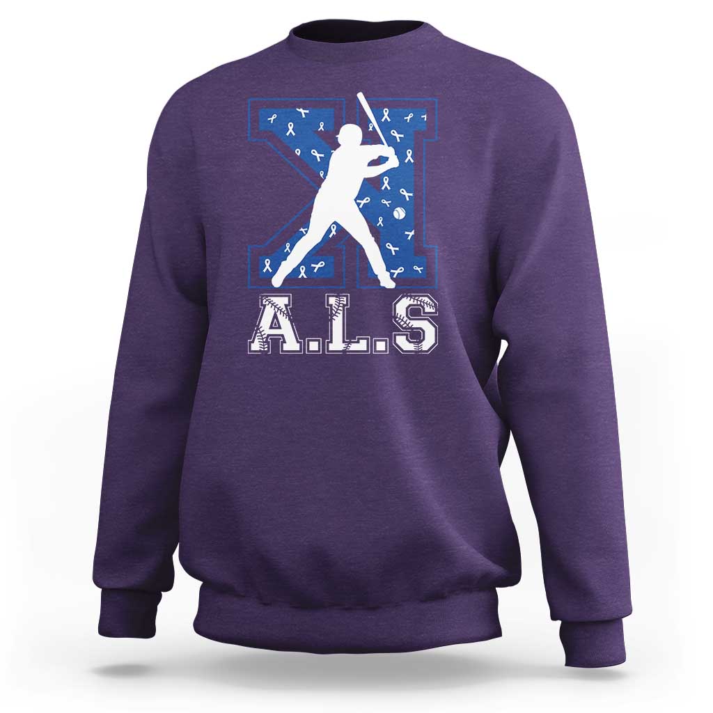 ALS Awareness Sweatshirt Baseball Strike Out ALS Support