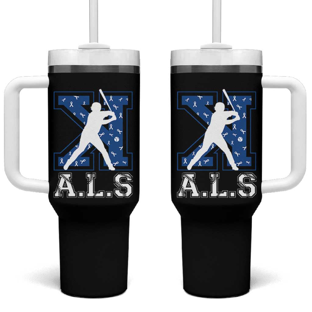 ALS Awareness Tumbler With Handle Baseball Strike Out ALS Support