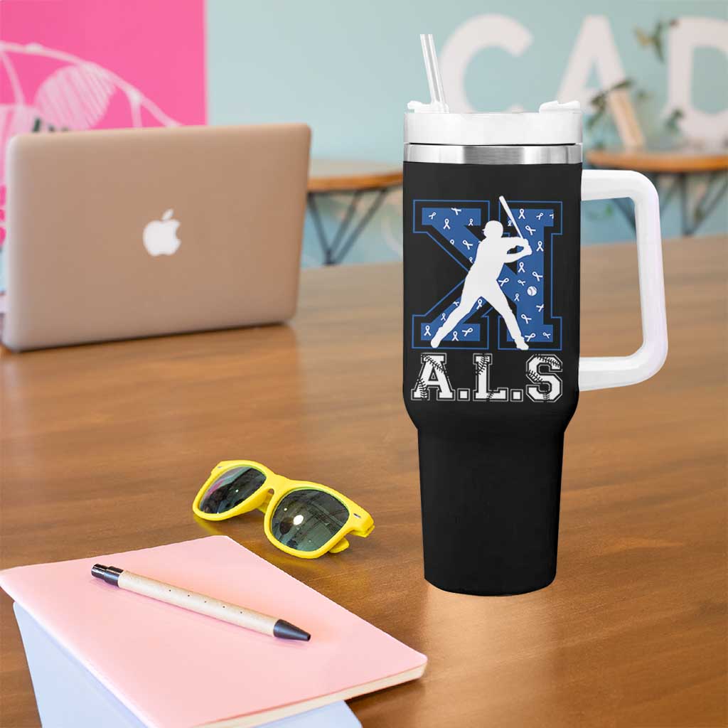 ALS Awareness Tumbler With Handle Baseball Strike Out ALS Support