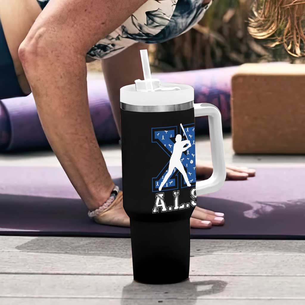 ALS Awareness Tumbler With Handle Baseball Strike Out ALS Support
