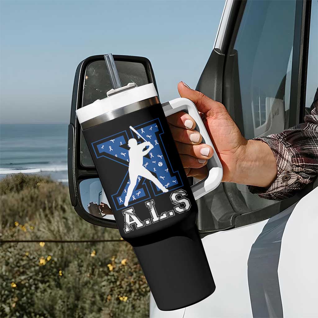 ALS Awareness Tumbler With Handle Baseball Strike Out ALS Support