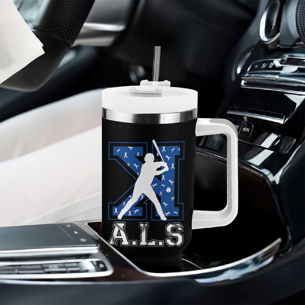 ALS Awareness Tumbler With Handle Baseball Strike Out ALS Support