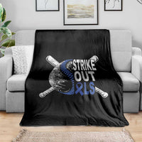 ALS Awareness Throw Blanket Blue Ribbon Baseball Strike Out ALS Support