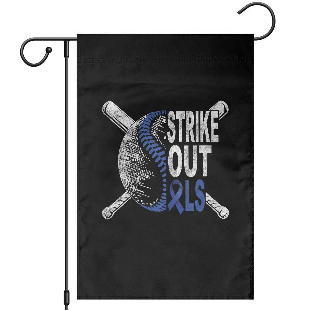 ALS Awareness Garden Flag Blue Ribbon Baseball Strike Out ALS Support