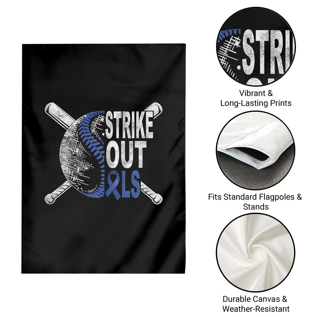 ALS Awareness Garden Flag Blue Ribbon Baseball Strike Out ALS Support