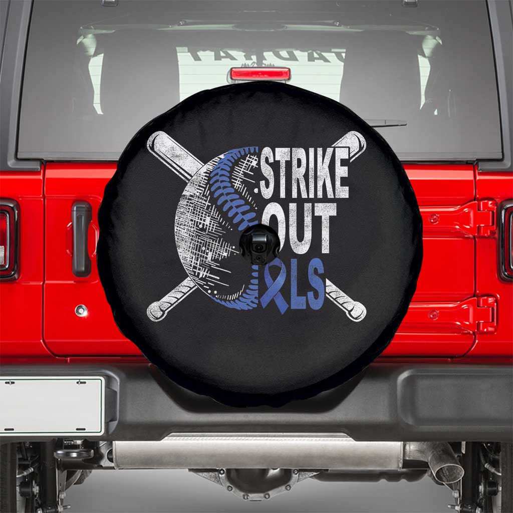 ALS Awareness Spare Tire Cover Blue Ribbon Baseball Strike Out ALS Support