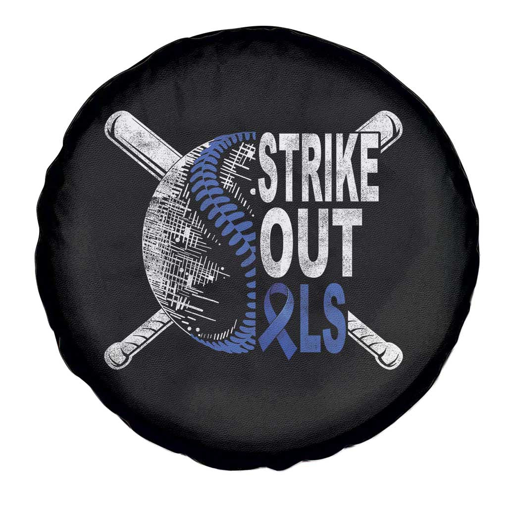 ALS Awareness Spare Tire Cover Blue Ribbon Baseball Strike Out ALS Support