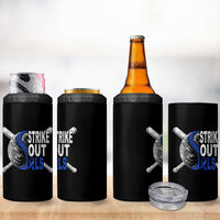 ALS Awareness 4 in 1 Can Cooler Tumbler Blue Ribbon Baseball Strike Out ALS Support