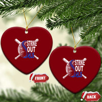 ALS Awareness Ceramic Ornament Blue Ribbon Baseball Strike Out ALS Support