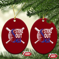 ALS Awareness Ceramic Ornament Blue Ribbon Baseball Strike Out ALS Support