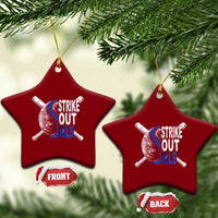 ALS Awareness Ceramic Ornament Blue Ribbon Baseball Strike Out ALS Support