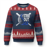 ALS Awareness Ugly Christmas Sweater Blue Ribbon Baseball Strike Out ALS Support