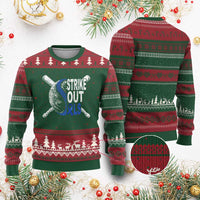 ALS Awareness Ugly Christmas Sweater Blue Ribbon Baseball Strike Out ALS Support