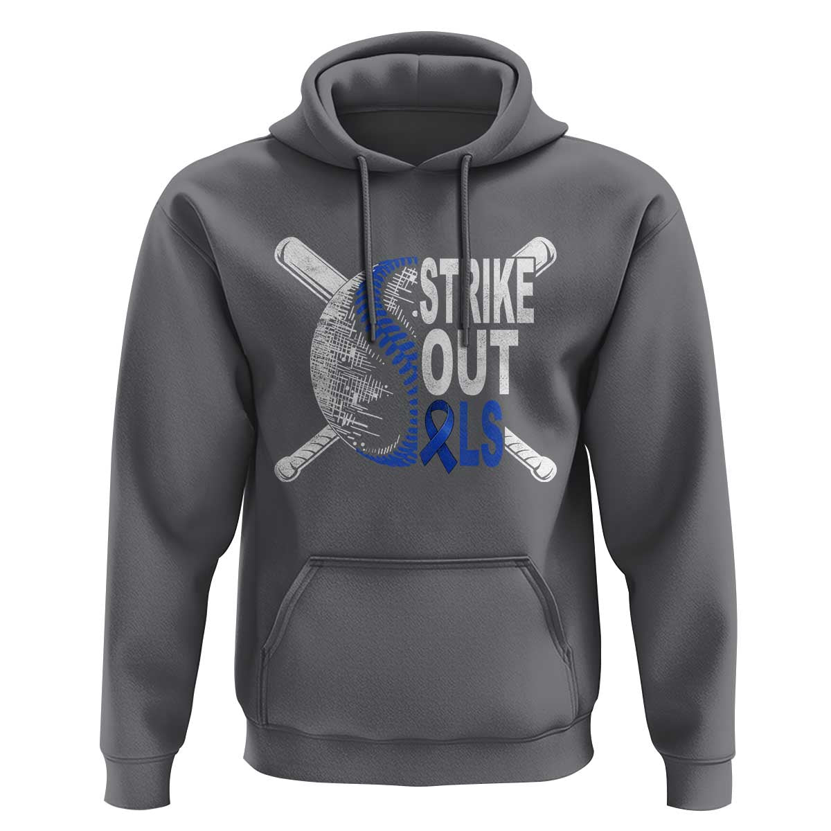 ALS Awareness Hoodie Blue Ribbon Baseball Strike Out ALS Support