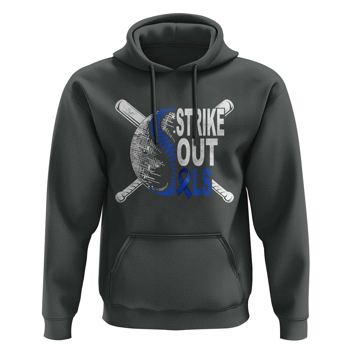 ALS Awareness Hoodie Blue Ribbon Baseball Strike Out ALS Support