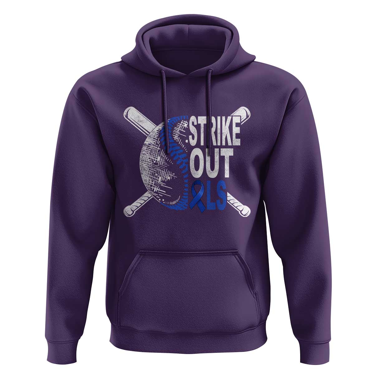 ALS Awareness Hoodie Blue Ribbon Baseball Strike Out ALS Support