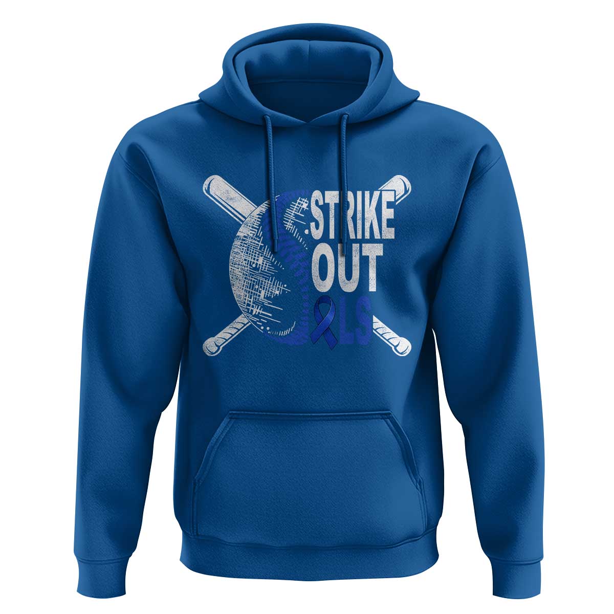 ALS Awareness Hoodie Blue Ribbon Baseball Strike Out ALS Support