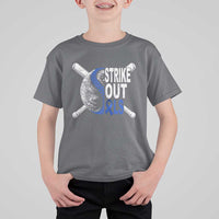 ALS Awareness T Shirt For Kid Blue Ribbon Baseball Strike Out ALS Support
