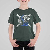 ALS Awareness T Shirt For Kid Blue Ribbon Baseball Strike Out ALS Support