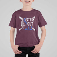 ALS Awareness T Shirt For Kid Blue Ribbon Baseball Strike Out ALS Support