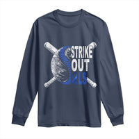 ALS Awareness Long Sleeve Shirt Blue Ribbon Baseball Strike Out ALS Support