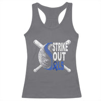 ALS Awareness Racerback Tank Top Blue Ribbon Baseball Strike Out ALS Support