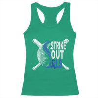 ALS Awareness Racerback Tank Top Blue Ribbon Baseball Strike Out ALS Support