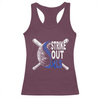 ALS Awareness Racerback Tank Top Blue Ribbon Baseball Strike Out ALS Support