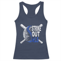 ALS Awareness Racerback Tank Top Blue Ribbon Baseball Strike Out ALS Support