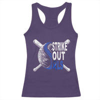 ALS Awareness Racerback Tank Top Blue Ribbon Baseball Strike Out ALS Support