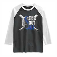 ALS Awareness Raglan Shirt Blue Ribbon Baseball Strike Out ALS Support