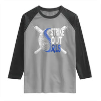 ALS Awareness Raglan Shirt Blue Ribbon Baseball Strike Out ALS Support