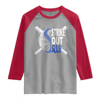 ALS Awareness Raglan Shirt Blue Ribbon Baseball Strike Out ALS Support