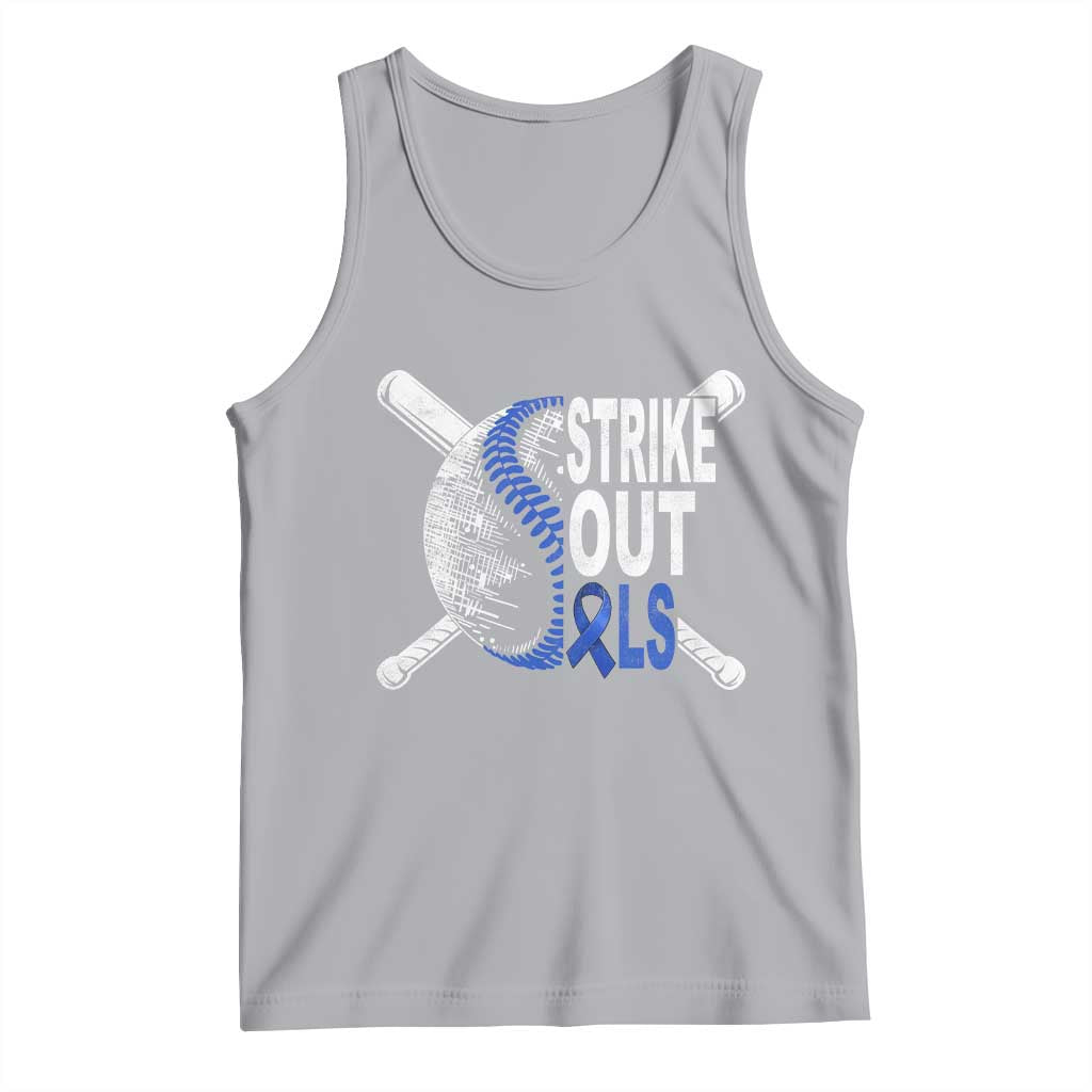 ALS Awareness Tank Top Blue Ribbon Baseball Strike Out ALS Support