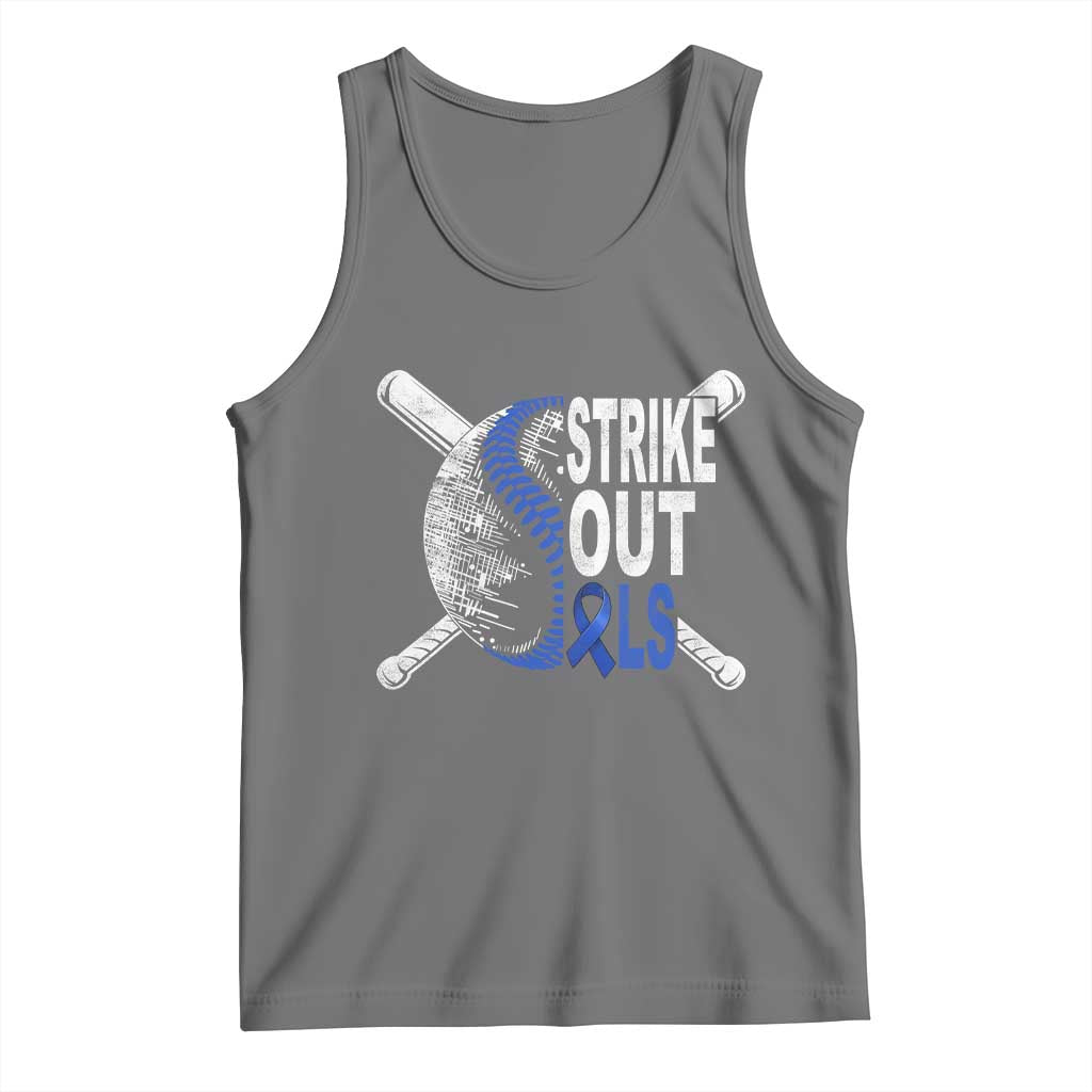 ALS Awareness Tank Top Blue Ribbon Baseball Strike Out ALS Support