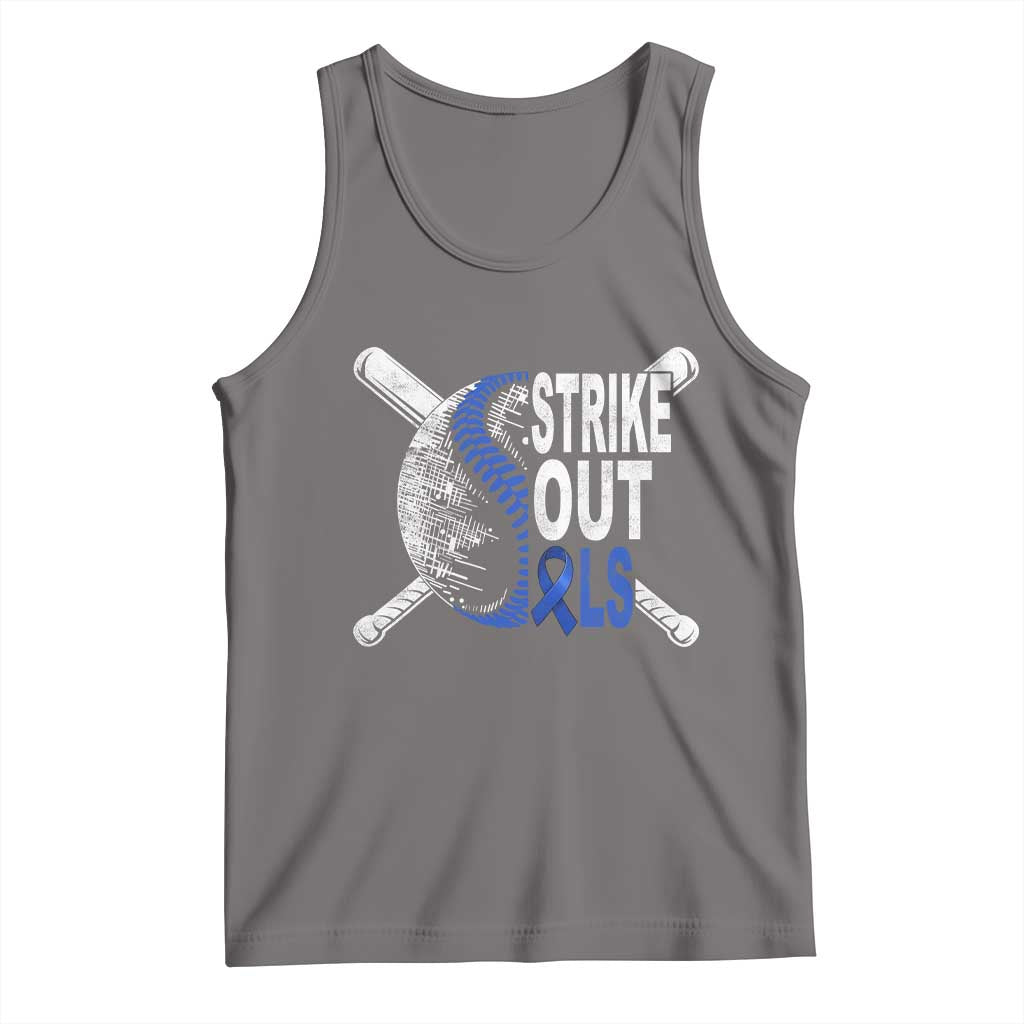 ALS Awareness Tank Top Blue Ribbon Baseball Strike Out ALS Support