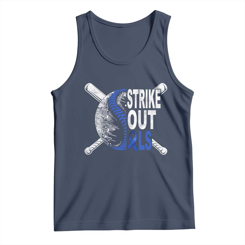 ALS Awareness Tank Top Blue Ribbon Baseball Strike Out ALS Support
