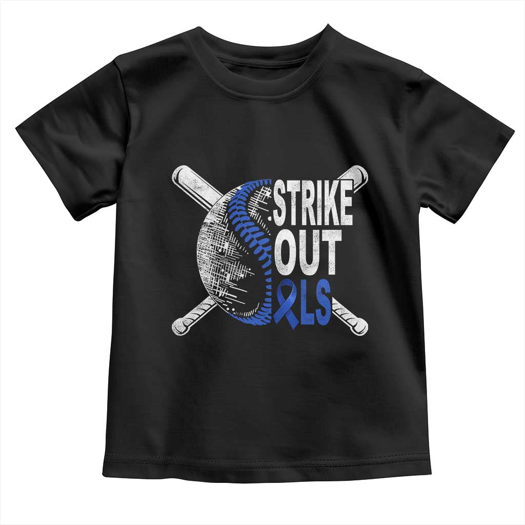 ALS Awareness Toddler T Shirt Blue Ribbon Baseball Strike Out ALS Support