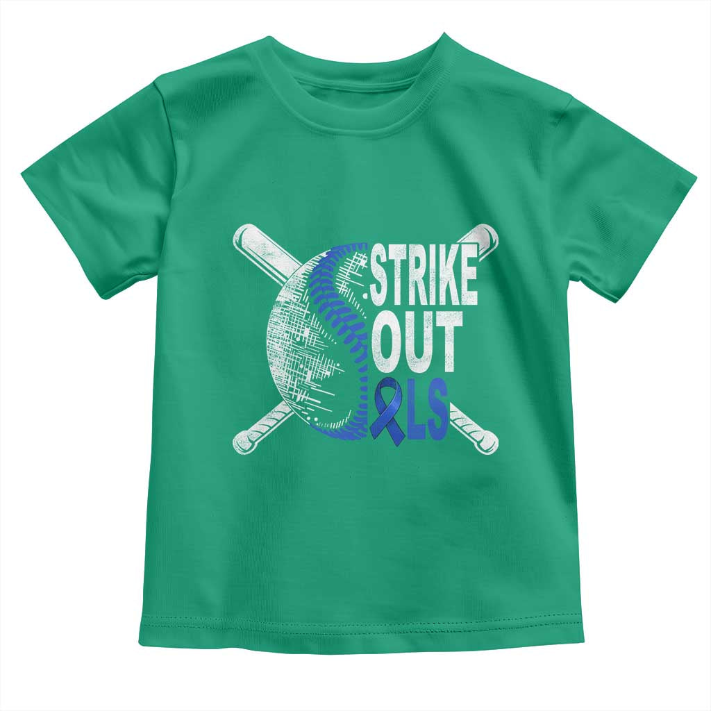ALS Awareness Toddler T Shirt Blue Ribbon Baseball Strike Out ALS Support