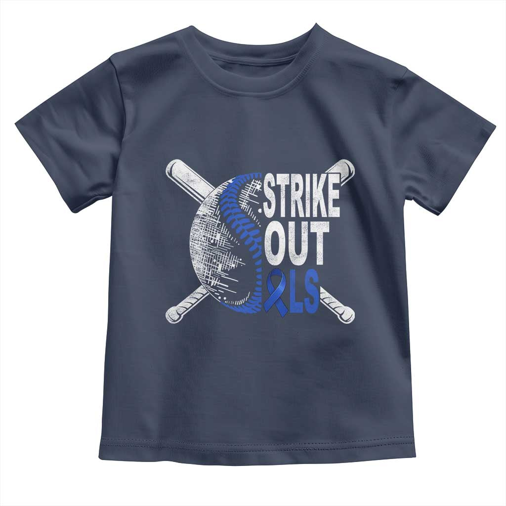 ALS Awareness Toddler T Shirt Blue Ribbon Baseball Strike Out ALS Support