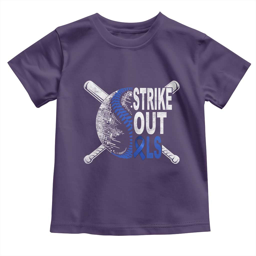 ALS Awareness Toddler T Shirt Blue Ribbon Baseball Strike Out ALS Support