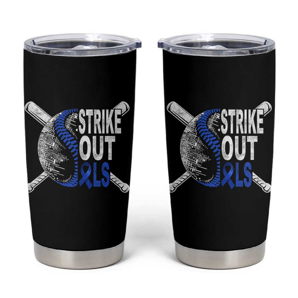 ALS Awareness Tumbler Cup Blue Ribbon Baseball Strike Out ALS Support