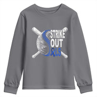 ALS Awareness Youth Sweatshirt Blue Ribbon Baseball Strike Out ALS Support