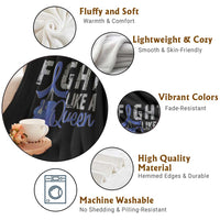 Fight Like A Queen Throw Blanket Blue Ribbon Colon Cancer Awareness