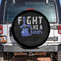 Fight Like A Queen Spare Tire Cover Blue Ribbon Colon Cancer Awareness