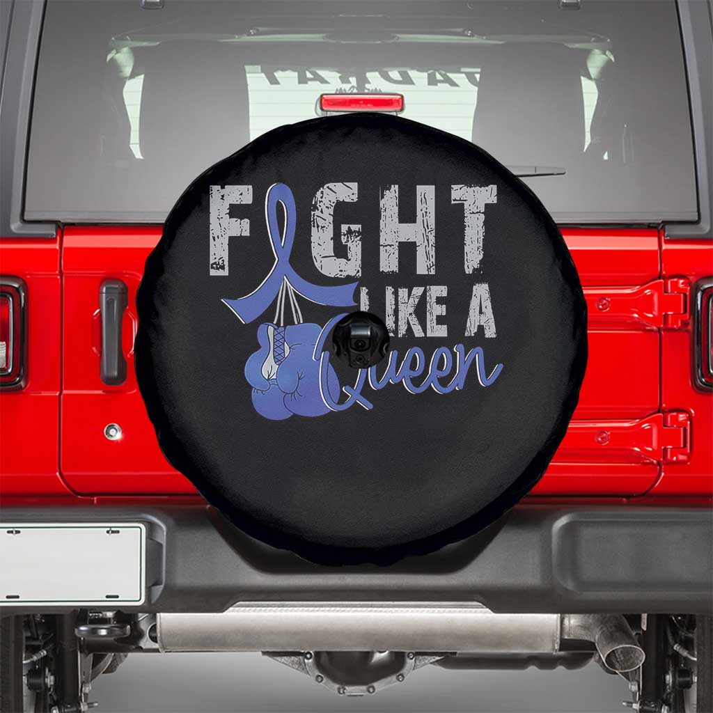 Fight Like A Queen Spare Tire Cover Blue Ribbon Colon Cancer Awareness