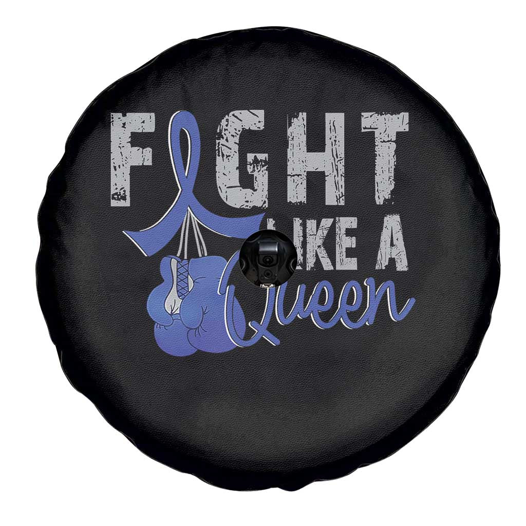 Fight Like A Queen Spare Tire Cover Blue Ribbon Colon Cancer Awareness