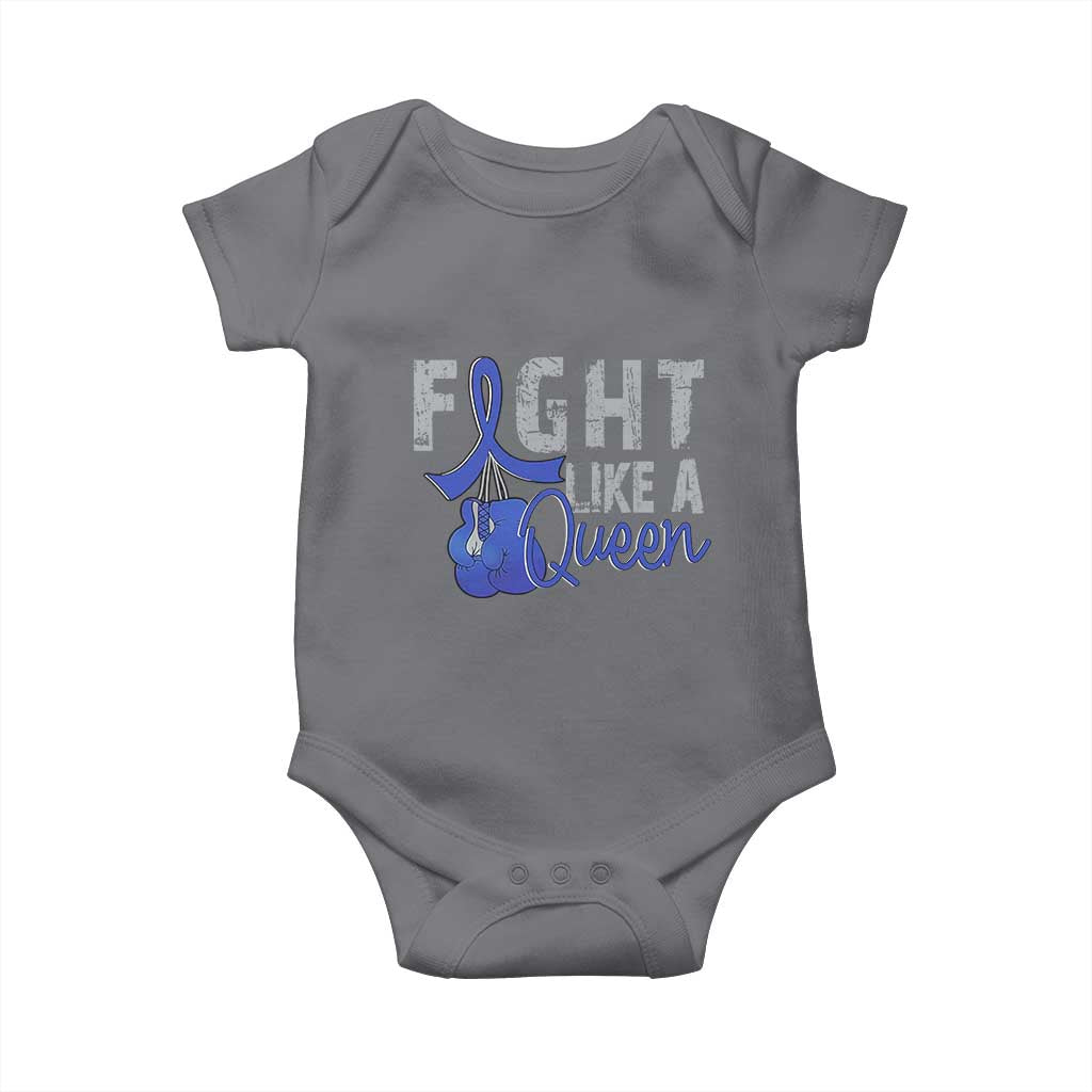 Fight Like A Queen Baby Onesie Blue Ribbon Colon Cancer Awareness